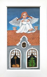 Sedící anděl na střeše